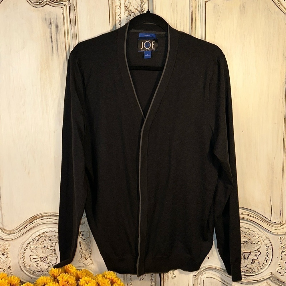 Joe Joseph Abboud Navy Long Sleeve Single Knit Cardigan Sweater Preppy Academia